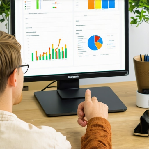 Person reviewing SEO analytics on a digital dashboard.