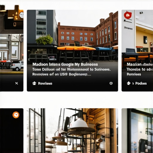 Google My Business profile highlighting reviews, photos, and posts for a Madison-based business.