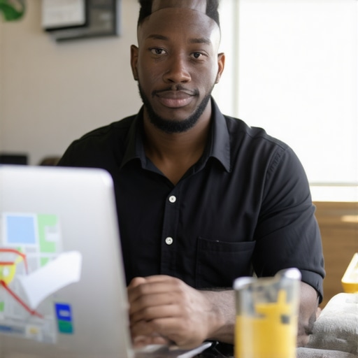 Optimizing GMB in Madison Business owner updating Google My Business profile on laptop with Madison city map