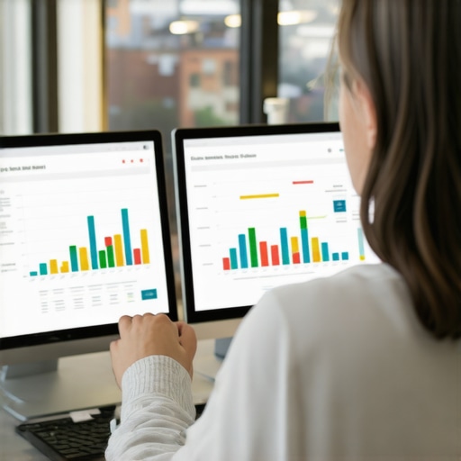 Analyzing Local SEO Data in Madison Person reviewing local SEO analytics with Madison landmarks