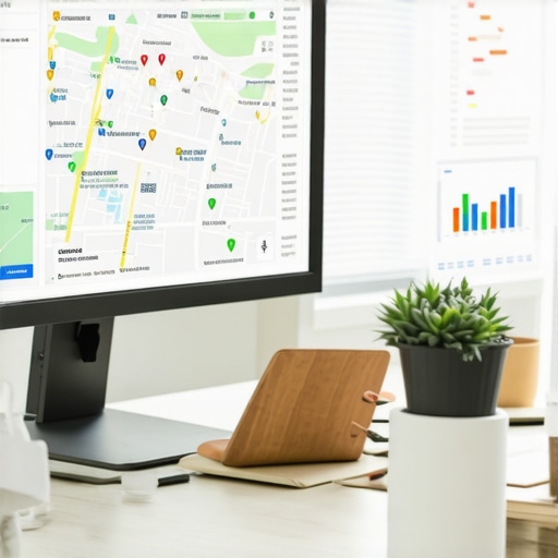 A person reviewing Madison local SEO and Google Maps analytics on a computer.
