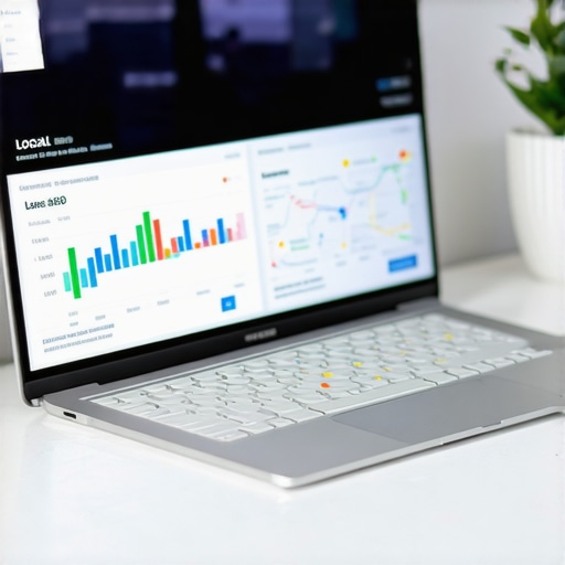 Screenshot of SEO performance analytics with Madison map highlighting local search metrics.