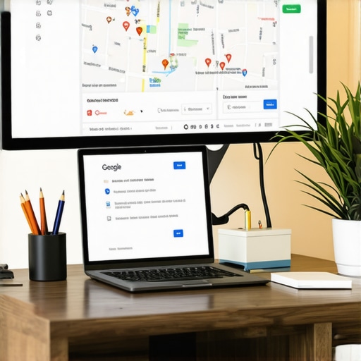 A person analyzing local SEO data and Google Maps on a computer screen