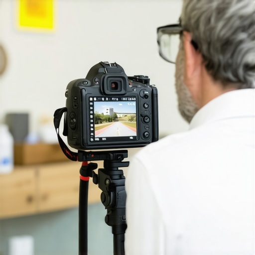 Business owner recording a Google My Business verification video inside a Madison shop, highlighting signage and local landmarks for SEO.