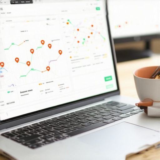 Using SEO Tools for Local Madison Marketing A person analyzing local SEO metrics on a laptop with Madison-related data