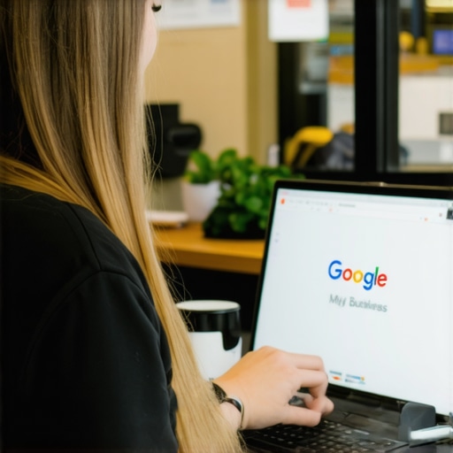 Small business owner in Madison verifying Google My Business on laptop